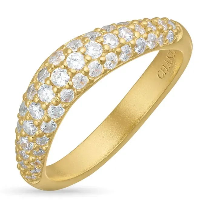 Zirkon ring i forgyldt sølv