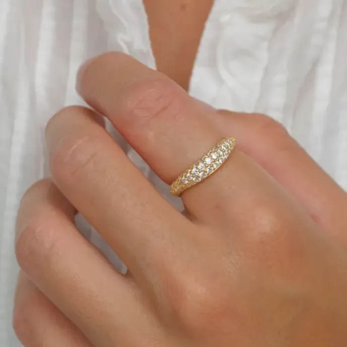 Zirkon ring i forgyldt sølv