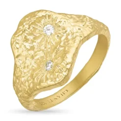 Zirkon ring i forgyldt sølv