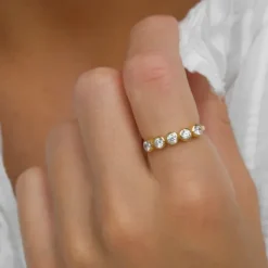 Zirkon ring i forgyldt sølv