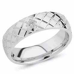 Zirkon ring i rhodineret sølv