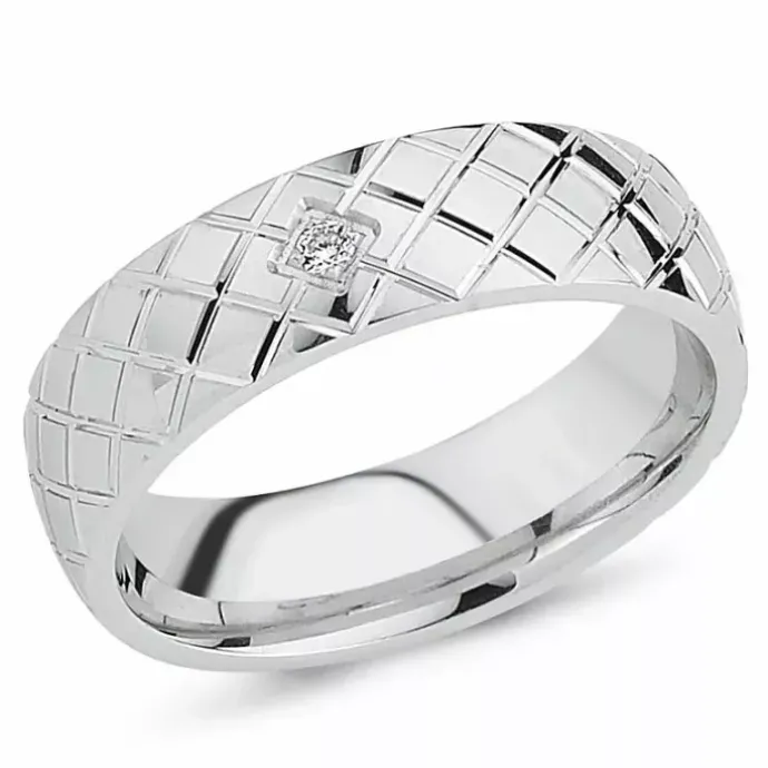 Zirkon ring i rhodineret sølv