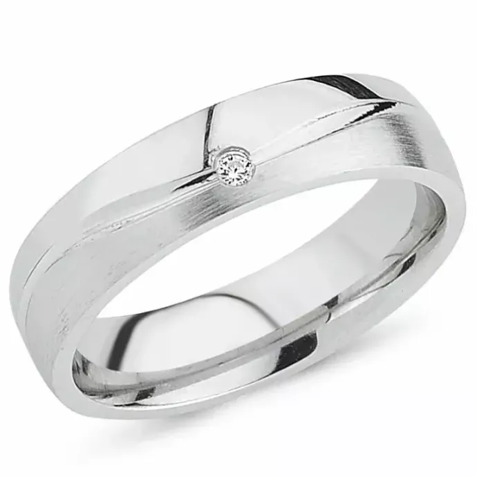 Zirkon ring i rhodineret sølv