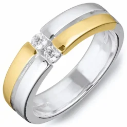 Zirkon ring i sølv med 8 karat guld