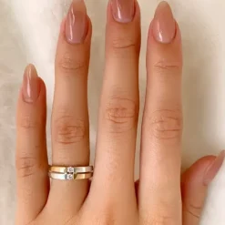 Zirkon ring i sølv med 8 karat guld