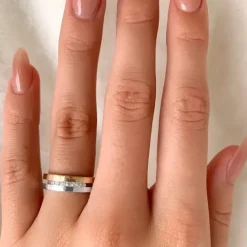 Zirkon ring i sølv med 8 karat guld