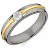 Zirkon ring i sort rhodineret sølv med forgyldt sølv