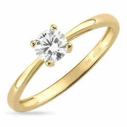 Zirkon solitairering i 9 karat guld