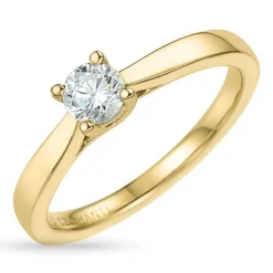 Zirkon solitairering i 9 karat guld