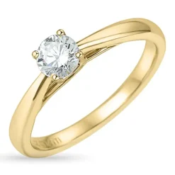 Zirkon solitairering i 9 karat guld