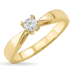 Zirkon solitairering i 9 karat guld